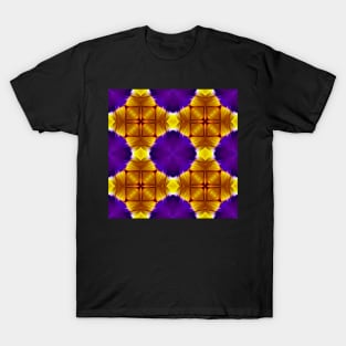 Royal Purple Violet Primrose With Gold Pattern 8 T-Shirt